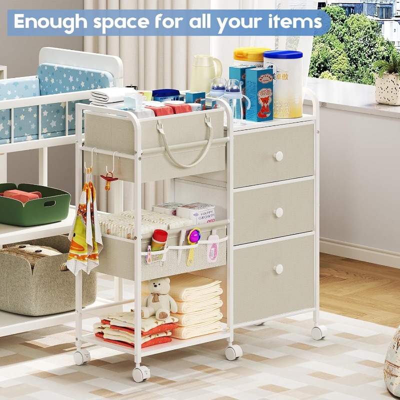 Baby Nursery Utility Cart - Carro organizador de pañales para bebé
