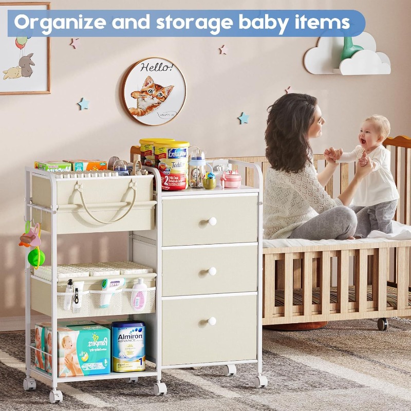 Carro organizador de pañales p - Baby Nursery Utility Cart reseña y precio
