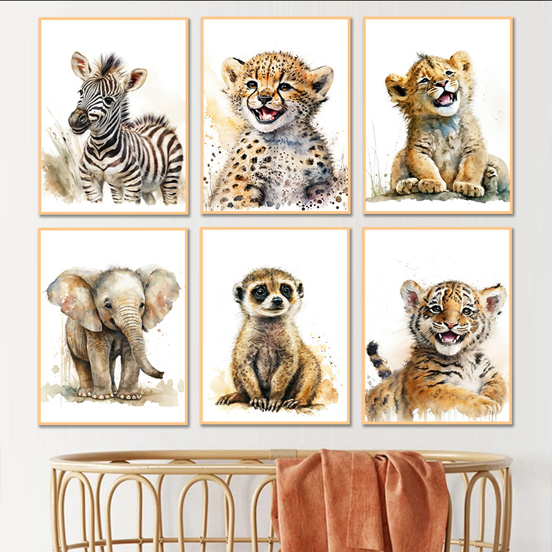 Animales en acuarela, leopardo - Baby Zebra Nursery reseña y precio
