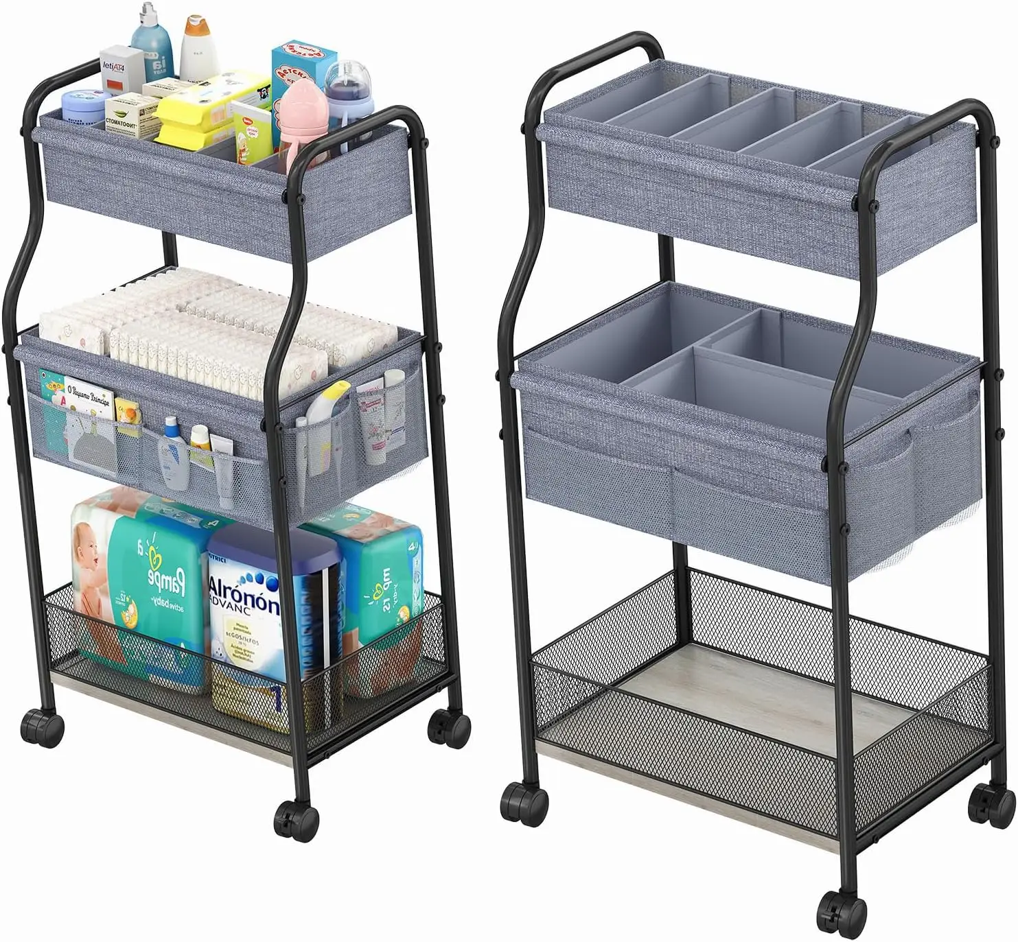 Organizador de pañales para be - Baby Nursery Utility Cart reseña y precio