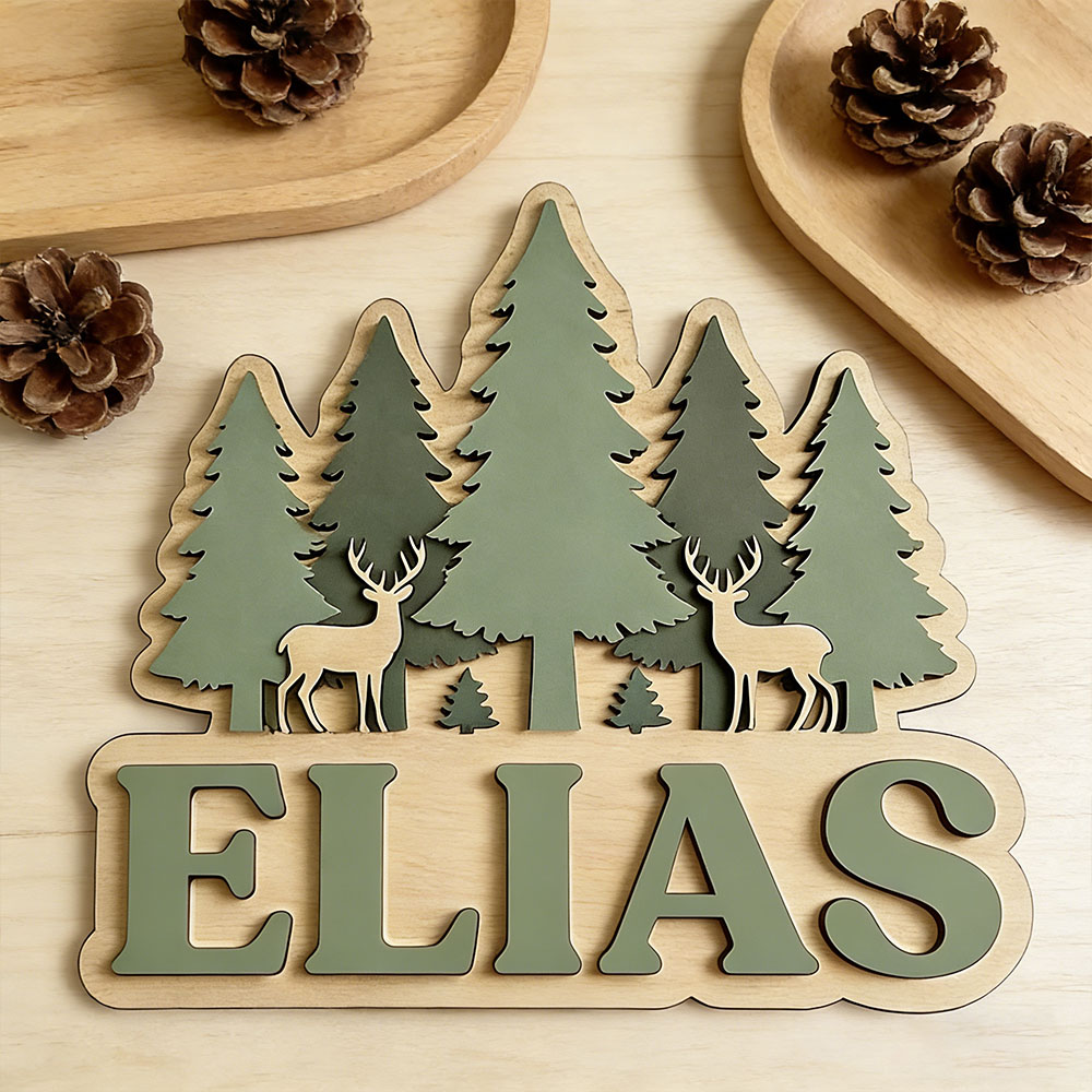 Letrero de Madera Personalizad - Baby Nursery Forest Theme reseña y precio