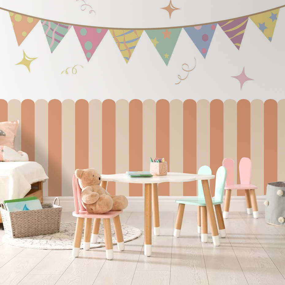 Papel tapiz de arco de rayas v - Baby Nursery Wall Decor reseña y precio